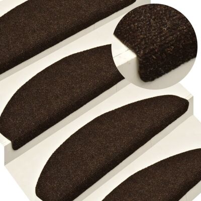 vidaXL 15x Self-adhesive Stair Mats Brown Needle Punch Carpet Stair Tread vidaXL 15x Self-adhesive Stair Mats Brown Needle Punch Carpet Stair Tread