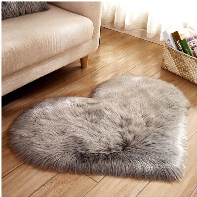 Living And Home (Grey) 40x50CM Heart Fluffy Fur Rug Faux Washable Sheepskin Mats Rugs Living And Home (Grey) 40x50CM Heart Fluffy Fur Rug Faux Washable Sheepskin Mats Rugs