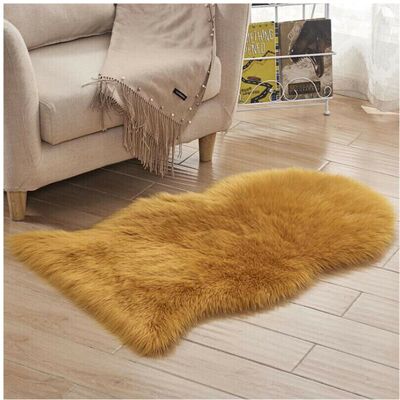 Unbranded (Yellow Camel, 50 x 80 cm) Fluffy Faux Fur Sheepskin Rug Living Room Bedroom Flo Unbranded (Yellow Camel, 50 x 80 cm) Fluffy Faux Fur Sheepskin Rug Living Room Bedroom Flo