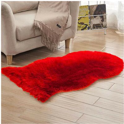 Unbranded (Red, 60 x 90 cm) Fluffy Faux Fur Sheepskin Rug Living Room Bedroom Floor Carpet Unbranded (Red, 60 x 90 cm) Fluffy Faux Fur Sheepskin Rug Living Room Bedroom Floor Carpet