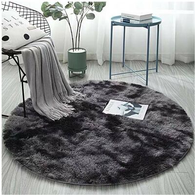 Unbranded - Circle Rug 120x120 - Dark Grey - Fur - Rug Unbranded - Circle Rug 120x120 - Dark Grey - Fur - Rug