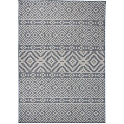 vidaXL Blue Striped Outdoor Flatweave Rug 140x200 cm - Outdoor Rug vidaXL Blue Striped Outdoor Flatweave Rug 140x200 cm - Outdoor Rug