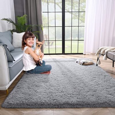 Oxford Homeware (120 cm x 170 cm (4ft x 5ft 8")-Living Room Rugs, Grey) Non Slip Shaggy Large Ru Oxford Homeware (120 cm x 170 cm (4ft x 5ft 8")-Living Room Rugs, Grey) Non Slip Shaggy Large Ru
