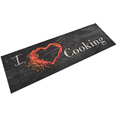 vidaXL Kitchen Rug 60x180 cm Black Velvet - Kitchen Rug vidaXL Kitchen Rug 60x180 cm Black Velvet - Kitchen Rug