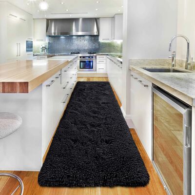 Oxford Homeware (Black, 60cm x 220cm (2ft x 7ft 3")) Large Shaggy Rug Thick Pile Door Mat Runner Oxford Homeware (Black, 60cm x 220cm (2ft x 7ft 3")) Large Shaggy Rug Thick Pile Door Mat Runner