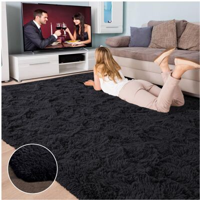 Oxford Homeware (200cm x 290cm (6ft 8" x 9ft 7")., Black) Non Slip Rug Area Rug Living Room Bed Oxford Homeware (200cm x 290cm (6ft 8" x 9ft 7")., Black) Non Slip Rug Area Rug Living Room Bed