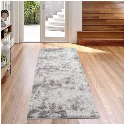 Oxford Homeware (80 cm x 300 cm (2ft 6" x 10ft)-Large Runner, Tye Dye Light Grey) Non Slip Shagg Oxford Homeware (80 cm x 300 cm (2ft 6" x 10ft)-Large Runner, Tye Dye Light Grey) Non Slip Shagg
