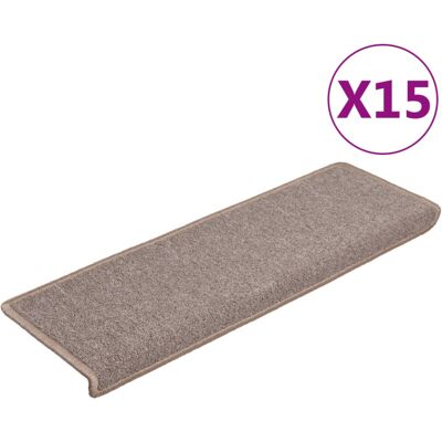 vidaXL Carpet Stair Treads Stair Mat Stair Protector Rug 15 pcs Light Brown vidaXL Carpet Stair Treads Stair Mat Stair Protector Rug 15 pcs Light Brown