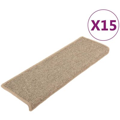 vidaXL Stair Mats Carpet Rug Stair Protector Self-adhesive 15 pcs Dark Beige vidaXL Stair Mats Carpet Rug Stair Protector Self-adhesive 15 pcs Dark Beige