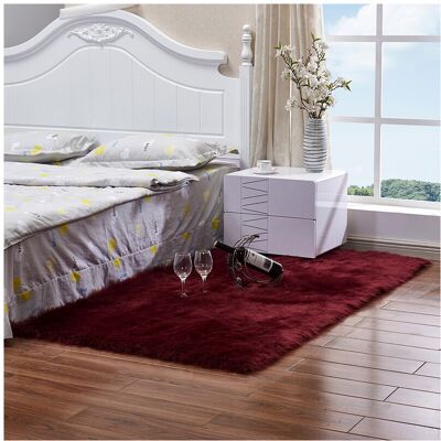 Unbranded (Wine Red, 120cm/47.24in) Faux Fur Fluffy Sheepskin Rug Non Slip Floor Carpet Fu Unbranded (Wine Red, 120cm/47.24in) Faux Fur Fluffy Sheepskin Rug Non Slip Floor Carpet Fu