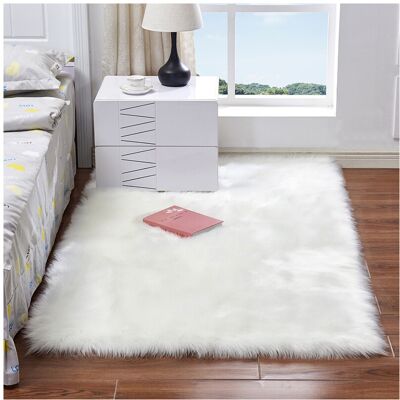 Unbranded (White, 90cm/35.43in) Faux Fur Fluffy Sheepskin Rug Non Slip Floor Carpet Fur Ru Unbranded (White, 90cm/35.43in) Faux Fur Fluffy Sheepskin Rug Non Slip Floor Carpet Fur Ru