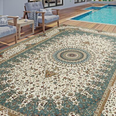 Oxford Homeware (120 x 170 cm (4 ft x 4 ft 9 in)-Area Rug., WILLOW TEAL) Non Slip Traditional Ru Oxford Homeware (120 x 170 cm (4 ft x 4 ft 9 in)-Area Rug., WILLOW TEAL) Non Slip Traditional Ru