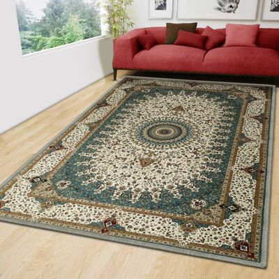 Oxford Homeware (Willow Teal, 160 x 230 cm (5 ft. 3 in x 7 ft. 7 in)) Traditional Nonslip Rugs E Oxford Homeware (Willow Teal, 160 x 230 cm (5 ft. 3 in x 7 ft. 7 in)) Traditional Nonslip Rugs E