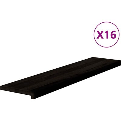 vidaXL Solid Oak Dark Brown 16 Stair Treads - Stair Treads vidaXL Solid Oak Dark Brown 16 Stair Treads - Stair Treads