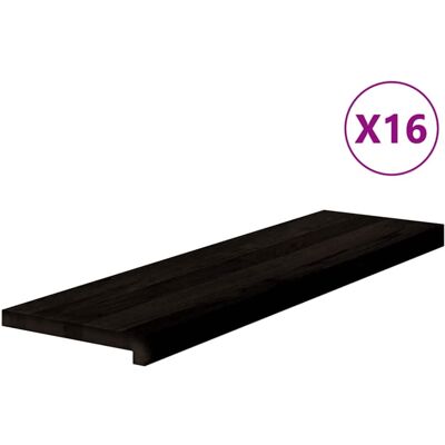 vidaXL Solid Wood Oak Dark Brown 16 Stair Treads - Stair Treads vidaXL Solid Wood Oak Dark Brown 16 Stair Treads - Stair Treads