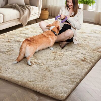 Oxford Homeware (160 x 230 cm (5ft 3 in x 7ft 7in), Cream) Thick Large Shaggy Rugs for Living Ro Oxford Homeware (160 x 230 cm (5ft 3 in x 7ft 7in), Cream) Thick Large Shaggy Rugs for Living Ro