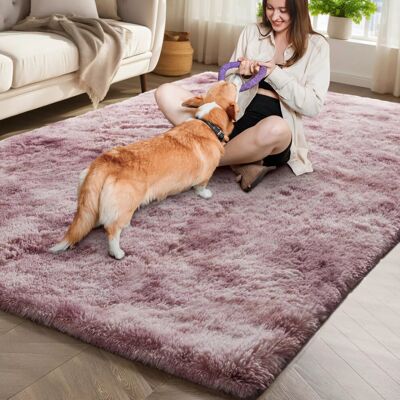Oxford Homeware (160 x 230 cm (5ft 3 in x 7ft 7in), Pink Lilac) Thick Large Shaggy Rugs for Livi Oxford Homeware (160 x 230 cm (5ft 3 in x 7ft 7in), Pink Lilac) Thick Large Shaggy Rugs for Livi