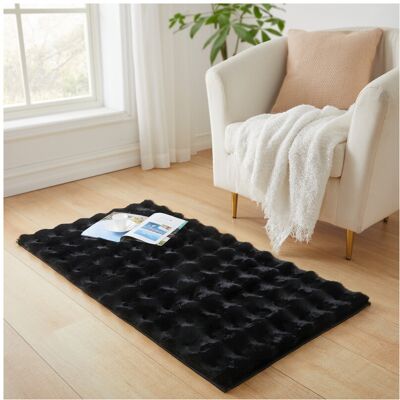 Imperial Rooms (60x110cm (Bedside Rug), Black) Bubble Rug-Thick Non Slip Ultra Soft Fluffy Faux Imperial Rooms (60x110cm (Bedside Rug), Black) Bubble Rug-Thick Non Slip Ultra Soft Fluffy Faux