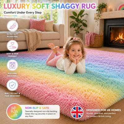 Yorkshire Bedding (60x110cm-BedSide Rug, Rainbow) Shaggy Rug-Non Slip Faux Fur Extra Large Area Ru Yorkshire Bedding (60x110cm-BedSide Rug, Rainbow) Shaggy Rug-Non Slip Faux Fur Extra Large Area Ru