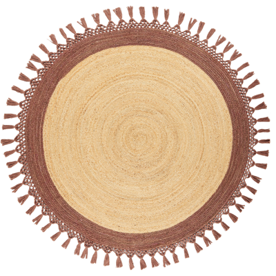Beliani - Round Boho Jute Rug 140cm Natural Handwoven Beliani - Round Boho Jute Rug 140cm Natural Handwoven
