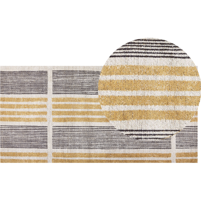 Beliani Cotton Area Rug Yellow Black 80x150cm Boho Beliani Cotton Area Rug Yellow Black 80x150cm Boho
