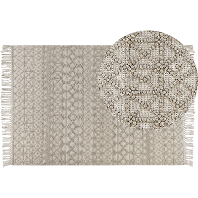 Beliani Beige Wool Geometric Pattern Rug - Product Type Beliani Beige Wool Geometric Pattern Rug - Product Type