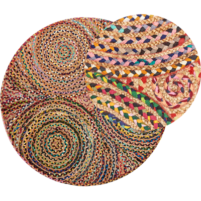 Beliani YENICE Multicolour Hippie Cotton Round Rug - Area Rug Beliani YENICE Multicolour Hippie Cotton Round Rug - Area Rug