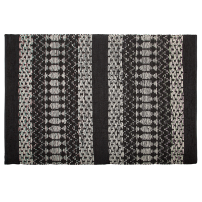 Beliani Leather Area Rug Black with White Rectangle 140 x 200 cm Modern - Area Rug Beliani Leather Area Rug Black with White Rectangle 140 x 200 cm Modern - Area Rug