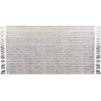 Beliani Wool Rug White Grey 80x150cm Handmade Flat Weave Tassels Beliani Wool Rug White Grey 80x150cm Handmade Flat Weave Tassels
