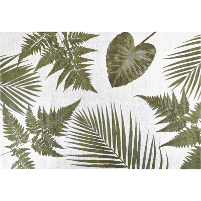 Beliani Cotton Leaves Pattern Rug - 140x200cm - Interior Use Beliani Cotton Leaves Pattern Rug - 140x200cm - Interior Use
