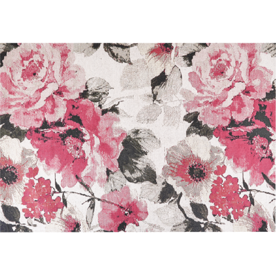 Beliani Cotton Floral Area Rug - 140x200cm - Pink - Floral Pattern - Cotton Beliani Cotton Floral Area Rug - 140x200cm - Pink - Floral Pattern - Cotton
