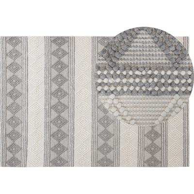 Beliani Light Beige Grey Wool Area Rug - Area Rug Beliani Light Beige Grey Wool Area Rug - Area Rug