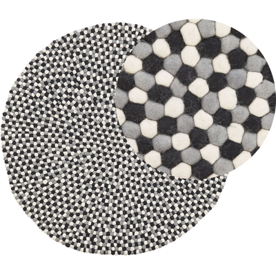 Beliani Round Wool Felt Ball Rug ΓΈ140 cm - Area Rug Beliani Round Wool Felt Ball Rug ΓΈ140 cm - Area Rug
