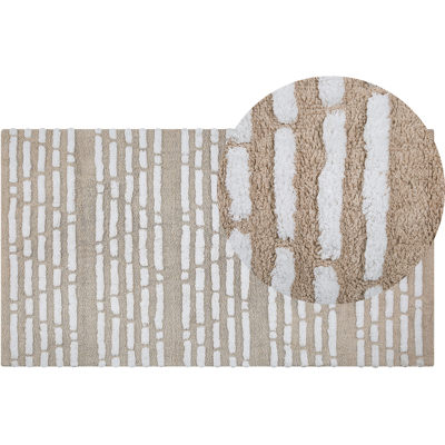 Beliani Cotton Area Rug Beige - 120x180 cm - Rectangular Boho Style Beliani Cotton Area Rug Beige - 120x180 cm - Rectangular Boho Style