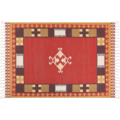 Beliani Cotton Multicolour Geometric Reversible Kilim Rug - 160x230cm Beliani Cotton Multicolour Geometric Reversible Kilim Rug - 160x230cm