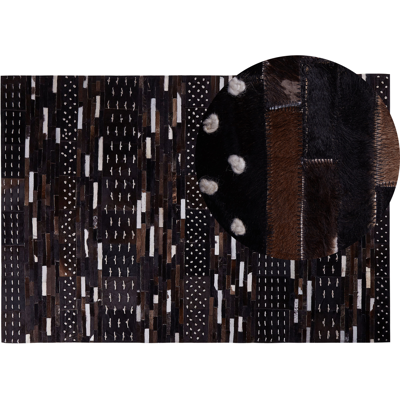 Beliani Brown Cowhide Patchwork Area Rug - Area Rug Beliani Brown Cowhide Patchwork Area Rug - Area Rug