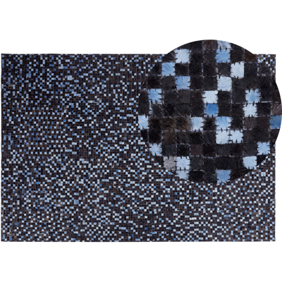 Beliani Cowhide Area Rug Brown Blue 140x200cm Patchwork Beliani Cowhide Area Rug Brown Blue 140x200cm Patchwork