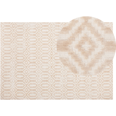 Beliani Viscose Rug 140 x 200 cm Beige - Rug Beliani Viscose Rug 140 x 200 cm Beige - Rug