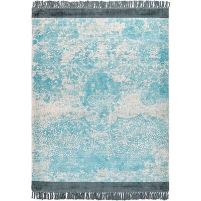 Beliani Viscose Area Rug 140 x 200 cm Blue and Beige - Area Rug Beliani Viscose Area Rug 140 x 200 cm Blue and Beige - Area Rug