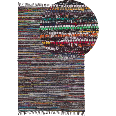 Beliani Dark Multicolour Cotton Polyester Area Rug - 140x200 - Rectangular - Boho Eclectic Beliani Dark Multicolour Cotton Polyester Area Rug - 140x200 - Rectangular - Boho Eclectic