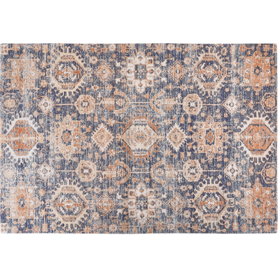 Beliani Cotton Area Rug Blue Red 140x200 - Area Rug Beliani Cotton Area Rug Blue Red 140x200 - Area Rug