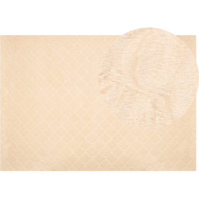 Beliani Beige Faux Rabbit Fur Rug - 160x230cm - Modern Pattern Beliani Beige Faux Rabbit Fur Rug - 160x230cm - Modern Pattern