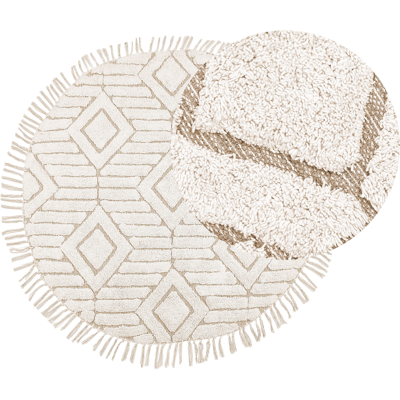 Beliani Round Cotton Area Rug - Boho Style Beliani Round Cotton Area Rug - Boho Style
