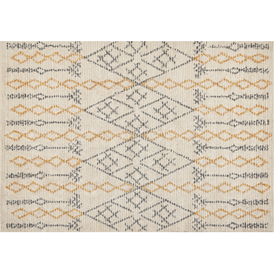 Beliani Cotton Rug 160x230cm Beige Yellow Geometric Pattern Hand Tufted - Rug Beliani Cotton Rug 160x230cm Beige Yellow Geometric Pattern Hand Tufted - Rug