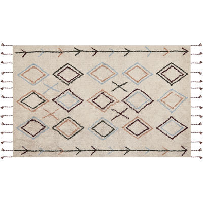 Beliani Cotton Area Rug 140 x 200 cm Beige CORUM - Area Rug Beliani Cotton Area Rug 140 x 200 cm Beige CORUM - Area Rug