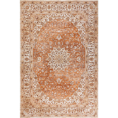 Beliani Orange Cotton Polyester Area Rug - Vintage Oriental Pattern - 200x300cm Beliani Orange Cotton Polyester Area Rug - Vintage Oriental Pattern - 200x300cm
