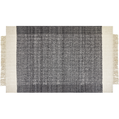 Beliani Wool Area Rug 140 x 200 cm Black and Off-White - Area Rug Beliani Wool Area Rug 140 x 200 cm Black and Off-White - Area Rug