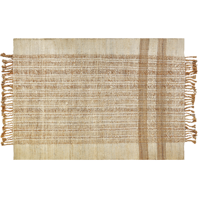 Beliani Beige Jute Area Rug - 140x200 cm, Geometric Pattern Beliani Beige Jute Area Rug - 140x200 cm, Geometric Pattern