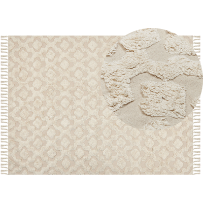 Beliani Cotton Area Rug - Beige, 160x230 cm, Geometric Pattern - Living Room Beliani Cotton Area Rug - Beige, 160x230 cm, Geometric Pattern - Living Room