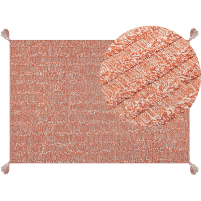 Beliani Cotton Orange Area Rug - 160x230 cm, Hand Tufted, Modern Boho Design Beliani Cotton Orange Area Rug - 160x230 cm, Hand Tufted, Modern Boho Design